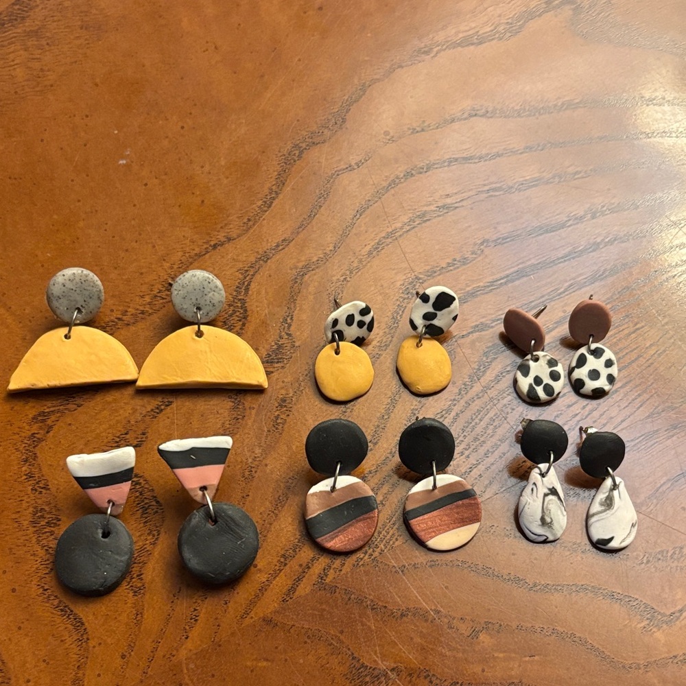 Colorful Hand painted Earrings Sets Bundle of 6